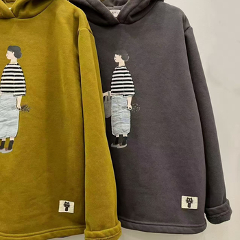 Γυναικείος φούτερ με κουκούλα και στρογγυλή λαιμόκοψη, χαλαρή εφαρμογή, βαμβάκι 70–80%, μακριά μανίκια, χειμώνας 2025