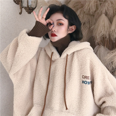 Ženski hoodie pulover s flis podstavom od poliestera, debeli materijal, dugi rukavi, širok kroj