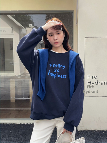 Φούτερ με κουκούλα και εκτύπωση κορεατικών γραμμάτων, χαλαρή γραμμή, γυναικείο χειμερινό μακρυμάνικο τοπ, 95% βαμβάκι