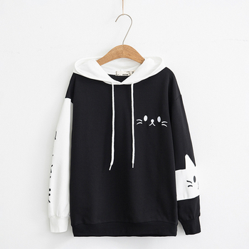Yijing Ženski hoodie pulover – print uzorak, dugi rukavi, poliester-pamučna mješavina