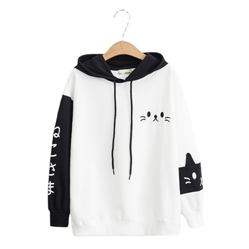 Yijing Ženski hoodie pulover – print uzorak, dugi rukavi, poliester-pamučna mješavina
