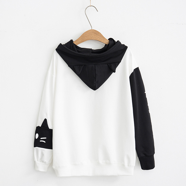 Yijing Ženski hoodie pulover – print uzorak, dugi rukavi, poliester-pamučna mješavina