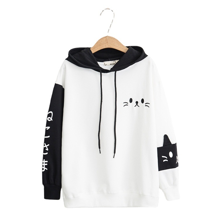 Yijing Ženski hoodie pulover – print uzorak, dugi rukavi, poliester-pamučna mješavina