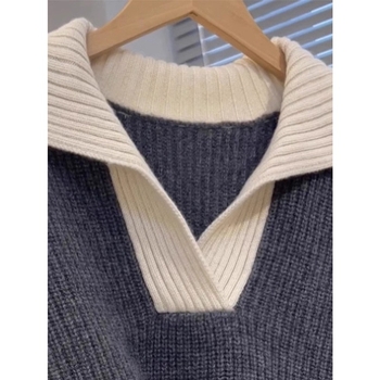 Poliesterski pleteni džemper s kapuljom i 3D uzorkom - srednje gustoće, dugi rukav, okrugli izrez, jesen-zima, elegantan gradski stil