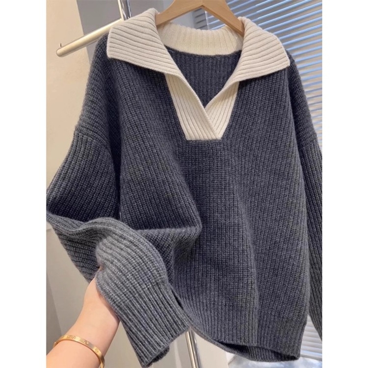 Poliesterski pleteni džemper s kapuljom i 3D uzorkom - srednje gustoće, dugi rukav, okrugli izrez, jesen-zima, elegantan gradski stil