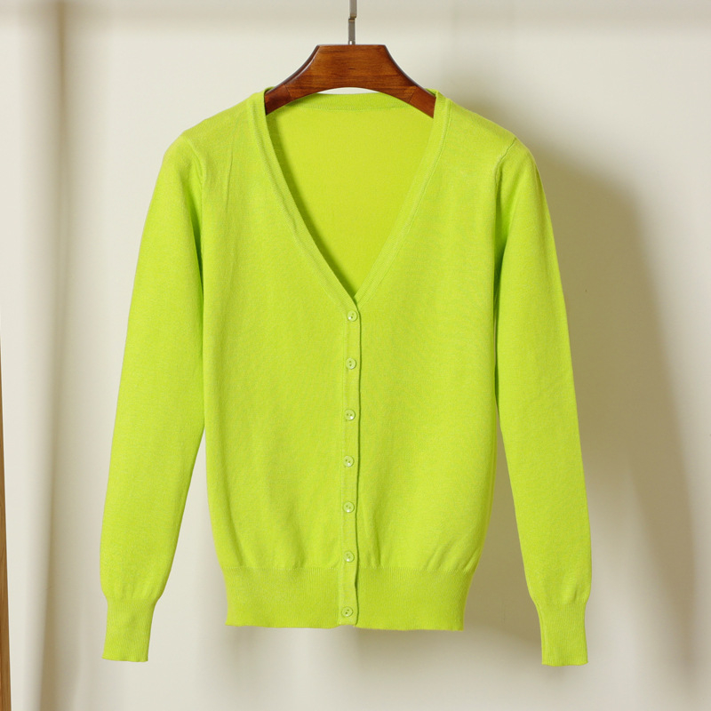 Kardigan džemper, korejskog stila, V izrez, dugi rukavi, smjesa viskoze i merceriziranog pamuka