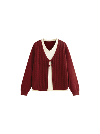 Κουκούλα πλεκτό τοπ με δέσιμο μπροστά – μείγμα πολυεστέρα-βισκόζη, μακριά μανίκια, V-λαιμού, Χειμερινή συλλογή 2025