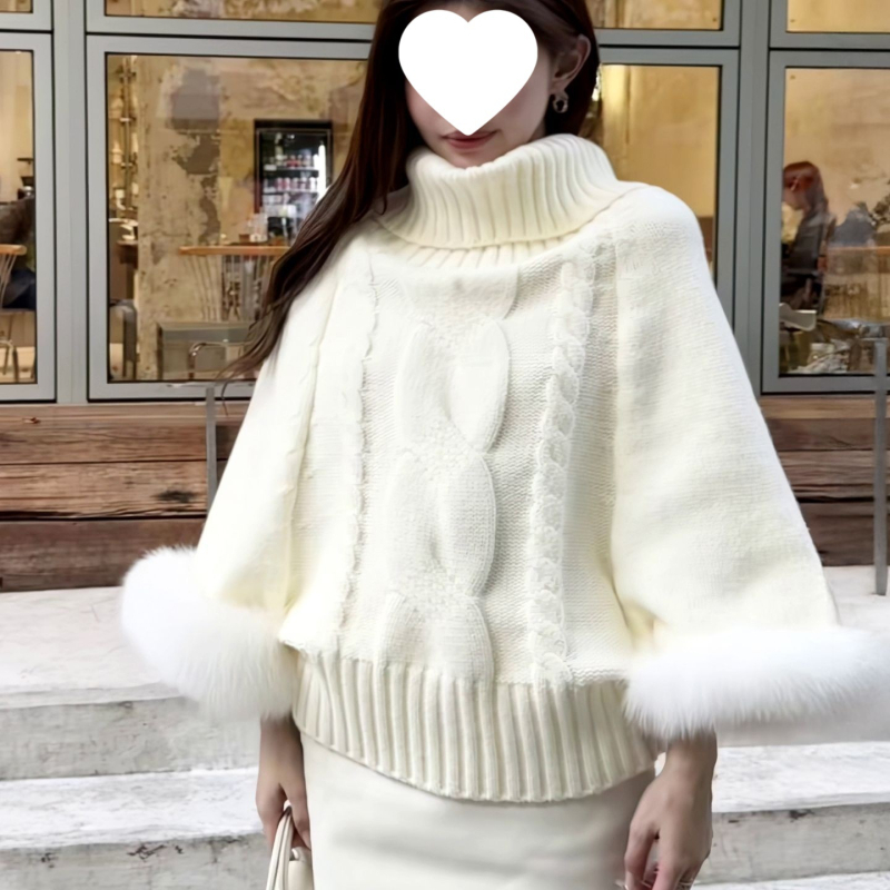 Pulover od chenilla s vunom ovce, visok ovratnik, kapuljača, lažni dizajn dvaju dijelova, srednja debljina