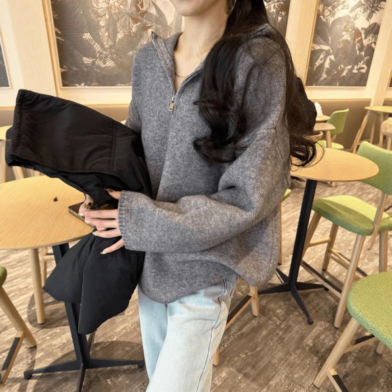 Džemper s kapuljom, ležernog kroja, 3D uzorak, Ice Silk 95% + Spandex 70-80%, pleteni materijal, rukavi princeze