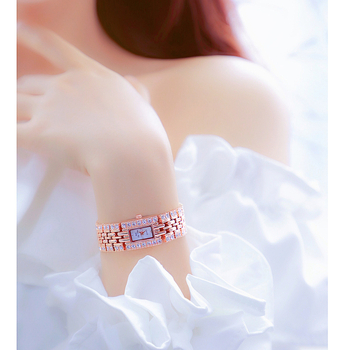 Ceas feminin BS Bee Sister cu mișcare quartz originală, cadran dreptunghiular 17×23 mm, rezistență la apă 30m, carcasă și brățară din aliaj, cristale