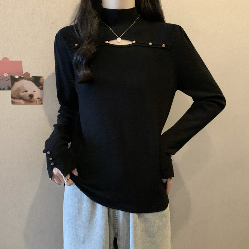 Pulover tricotat din viscoză pentru femei, mâneci lungi, guler rotund, toamnă 2025, lungime obișnuită 50–65 cm