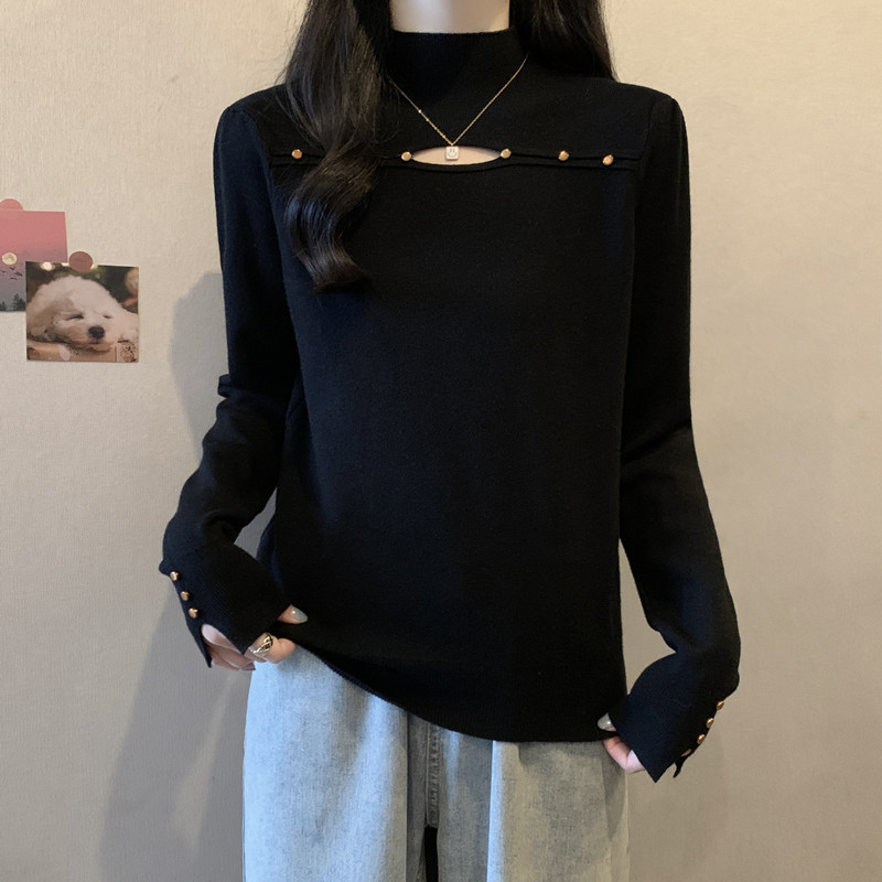 Pulover tricotat din viscoză pentru femei, mâneci lungi, guler rotund, toamnă 2025, lungime obișnuită 50–65 cm