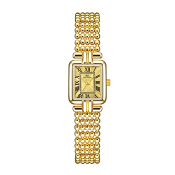 Ceas dama dreptunghiular cu cuarț FA1846, mecanism original din Singapore, rezistență la apă 20 m, carcasă și curea din aliaj, sticlă minerală întărită