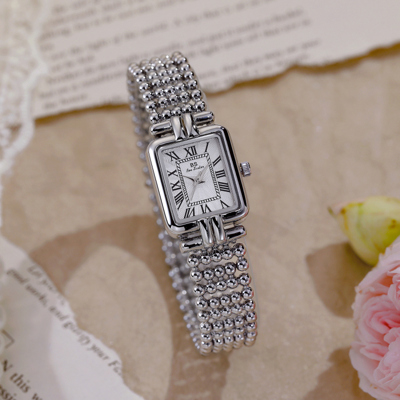 Ceas dama dreptunghiular cu cuarț FA1846, mecanism original din Singapore, rezistență la apă 20 m, carcasă și curea din aliaj, sticlă minerală întărită