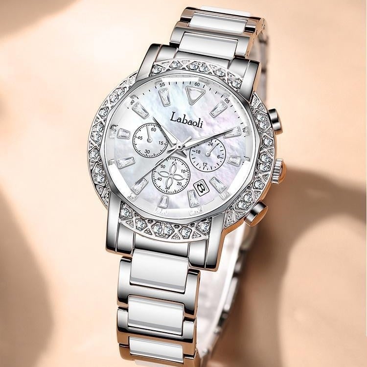 Labaoli LA559 ceas ceramic cu calendar, mișcare cuarț, rezistență la apă 30M