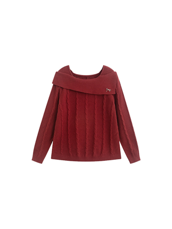 Pulover tricotat damă, guler cu linie, mâneci lungi, lungime medie, tricot velur, iarna 2025