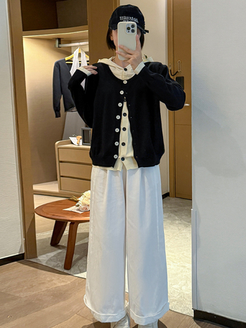 Top tricotat cu glugă, aspect imita două piese, stil coreean, toamnă-iarnă 2025, fibre din viscoză, tricot gros, mâneci lungi