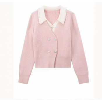 Pulover cardigan tricotat cu design iluzoriu de două piese, textură 3D, tricot gros, croială lejeră