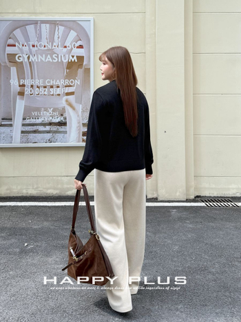 Pulover tricotat din amestec de lână cu design dublu fals, guler rotund, glugă, mâneci lungi, stil urban elegant pentru naveta zilnică