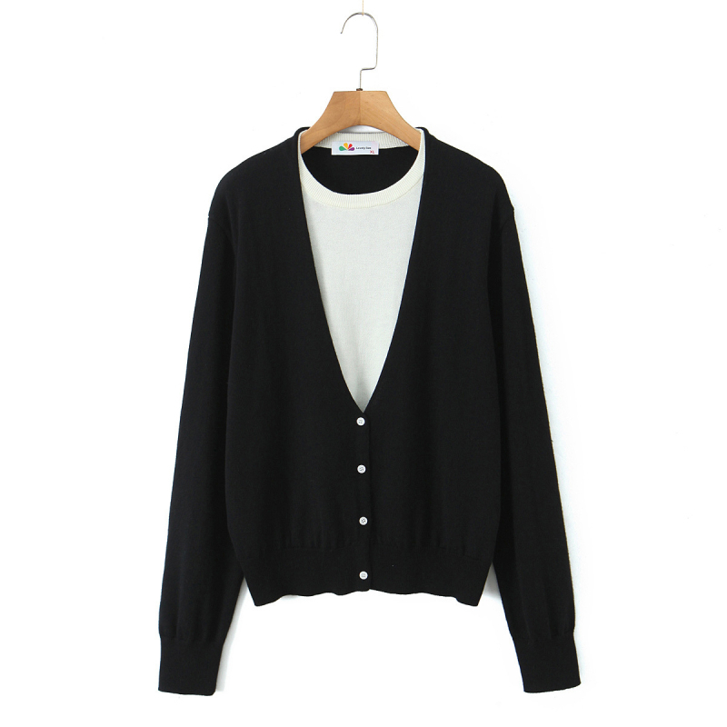 Pulover tricotat din amestec de lână cu design dublu fals, guler rotund, glugă, mâneci lungi, stil urban elegant pentru naveta zilnică