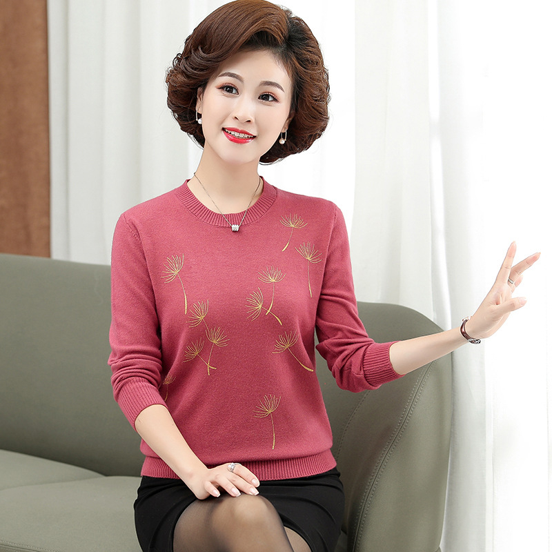 Sieviešu adīts džemperis ar apdrukāto dizainu, zems apaļš kakls, viskozes–nylona maisījums (30-50% viskoze, 30-50% neilons), rudens 2023