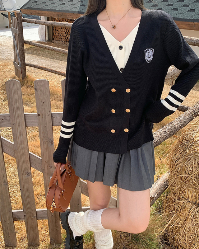 Pulover tricotat cu decolteu în V, mâneci lungi, toamnă 2025, fibră de poliester, pentru femei, stil urban elegant