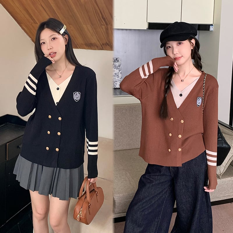 Pulover tricotat cu decolteu în V, mâneci lungi, toamnă 2025, fibră de poliester, pentru femei, stil urban elegant