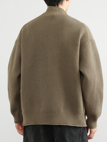 Cardigan tricotat cu guler înalt, mâneci lungi, croială lejeră, amestec din fibre acrilice