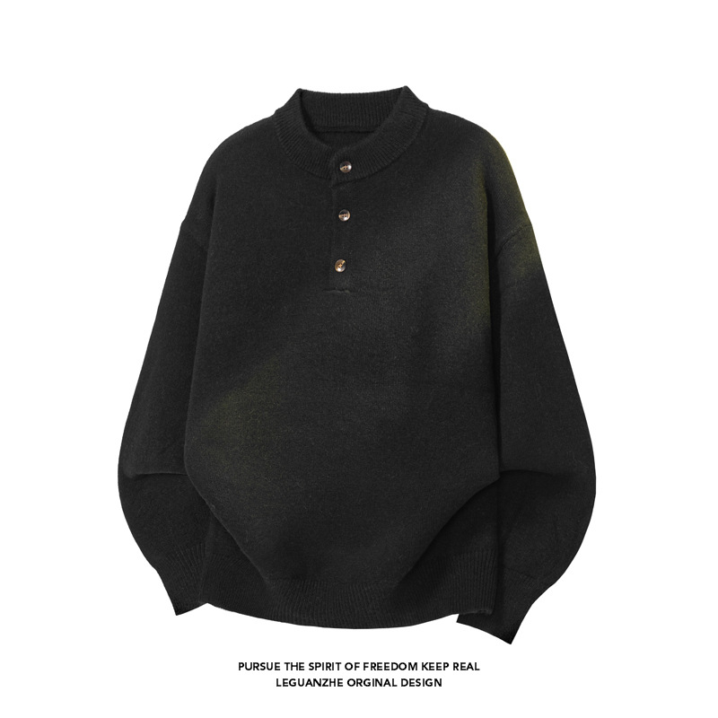 Pulover cu guler tip rever, croială lejeră, mâneci lungi, detalii cardigan în stil Hong Kong, material din amestec acrilic 43.8%