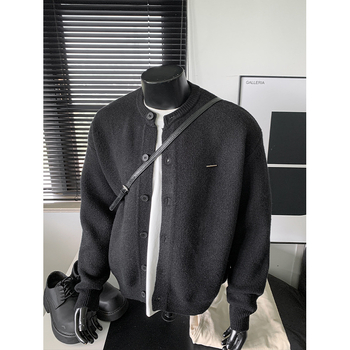 Pulover de iarnă: cardigan Slim Fit, guler rotund, mâneci lungi, amestec acrilic/poliester/nylon 48,2% / 30,7% / 21,1%