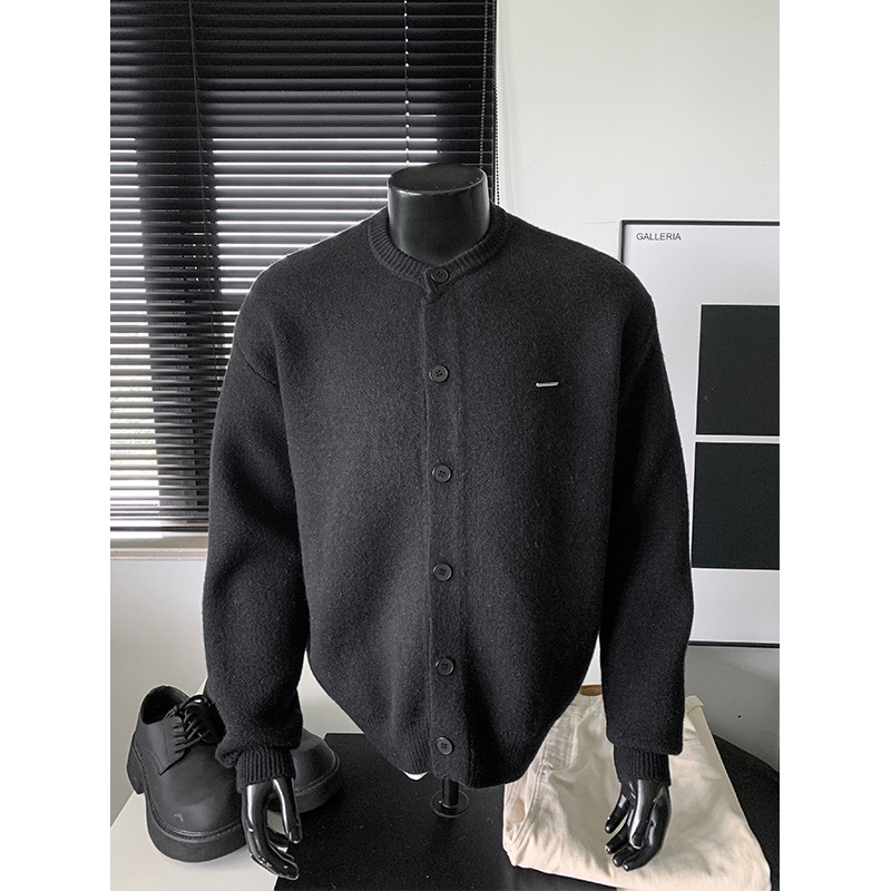 Pulover de iarnă: cardigan Slim Fit, guler rotund, mâneci lungi, amestec acrilic/poliester/nylon 48,2% / 30,7% / 21,1%