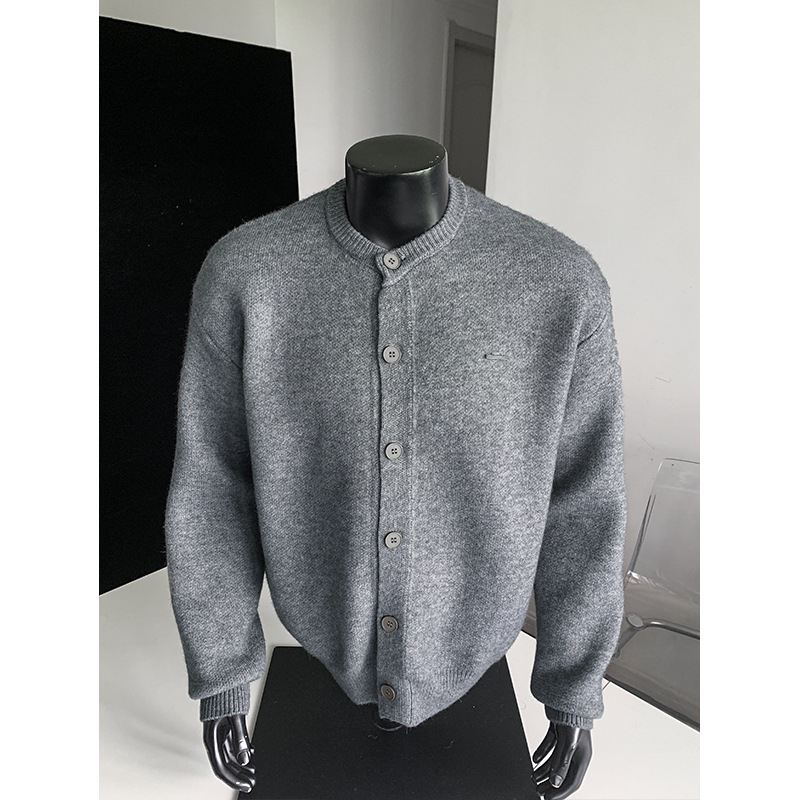 Pulover de iarnă: cardigan Slim Fit, guler rotund, mâneci lungi, amestec acrilic/poliester/nylon 48,2% / 30,7% / 21,1%