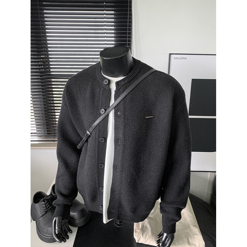 Pulover de iarnă: cardigan Slim Fit, guler rotund, mâneci lungi, amestec acrilic/poliester/nylon 48,2% / 30,7% / 21,1%