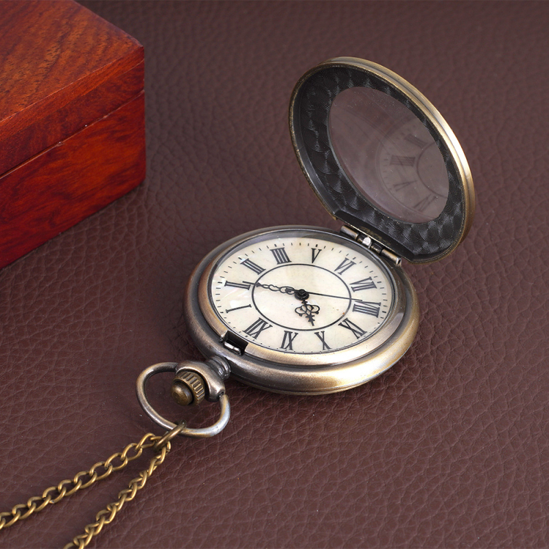 Ceas de buzunar cu capac rabatabil, gravură florală, sticlă transparentă (Mișcare cuarț, Brand Pearl, Oglindă din plastic, Carcasă din aliaj, Nu este impermeabil)