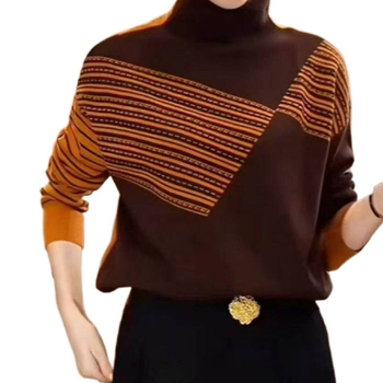 Γυναικείο μάλλινο πλεκτό T‑shirt, χαλαρή γραμμή, με κουκούλα και μισό ζιβάγκο, μήκος 50–65 εκ