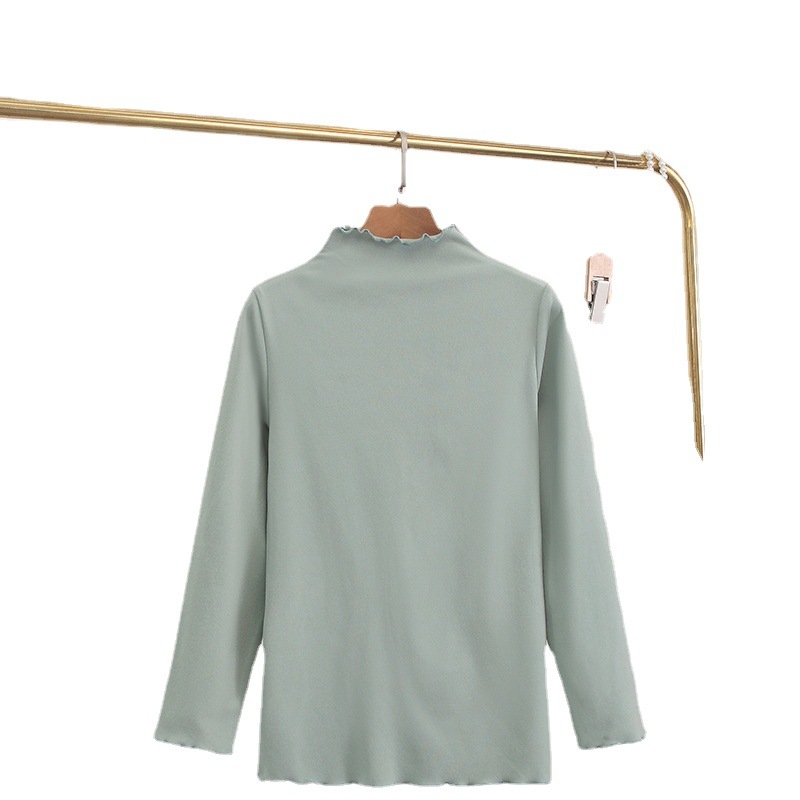 Ženski pleteni top s valovitim ovratnikom, De Velvet tkanina, mješavina poliestera i elastana, udoban kroj, dugi rukavi, standardna duljina (50–65 cm)