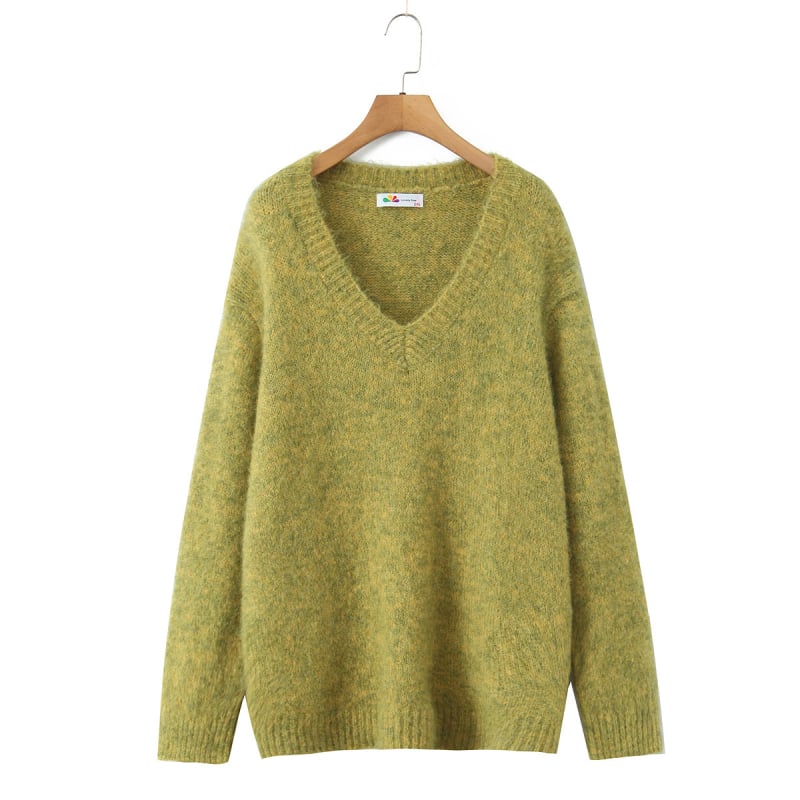 Pulover s kapuljačom od alpaka vuna, pleteni, V-izrez, dugi rukav, srednja duljina, ležeran stil, zima 2025