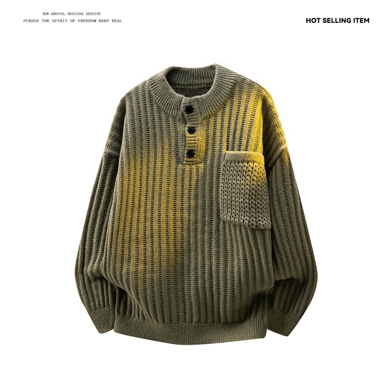 Плетен пуловер с качулка, корейски стил - свободна кройка, кръгла яка, 100% полиестер