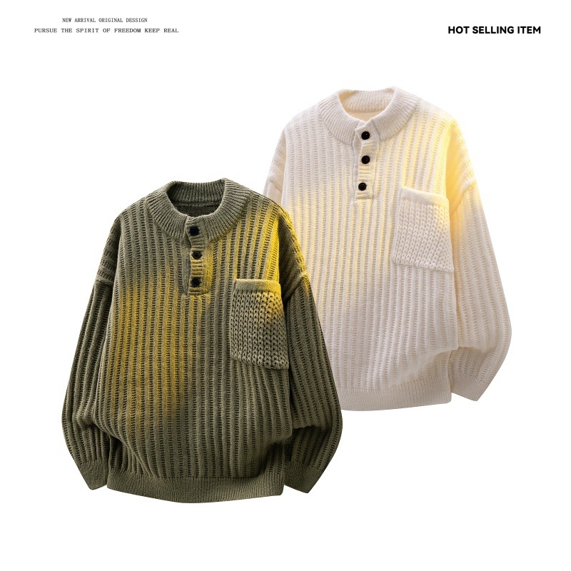 Плетен пуловер с качулка, корейски стил - свободна кройка, кръгла яка, 100% полиестер