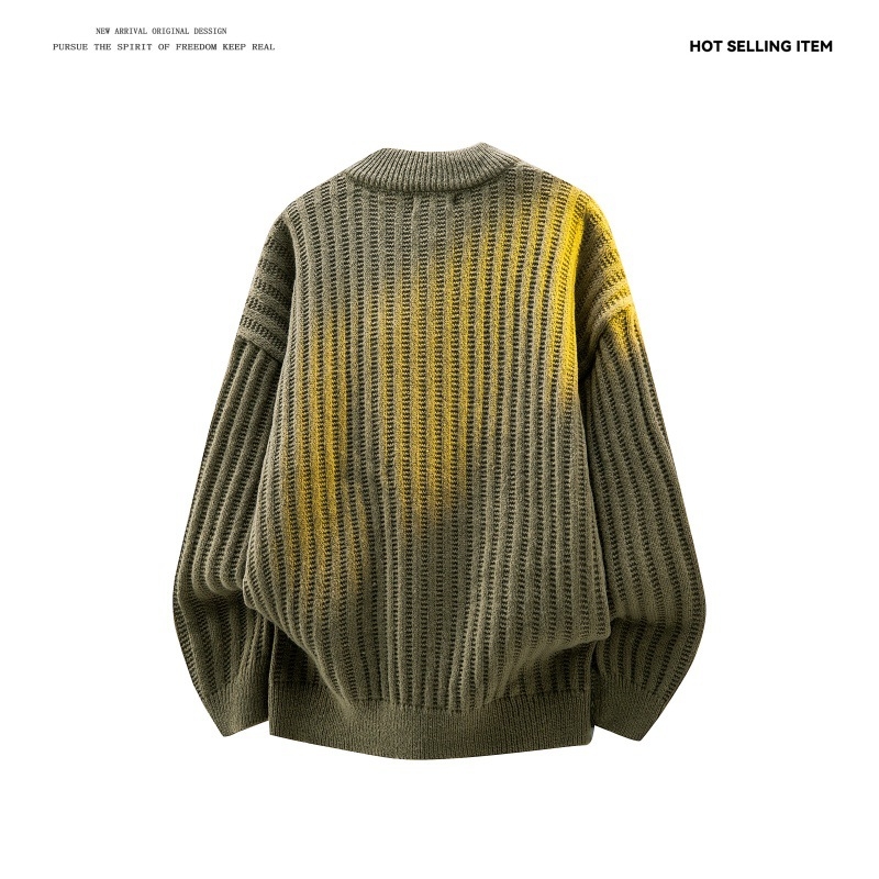 Плетен пуловер с качулка, корейски стил - свободна кройка, кръгла яка, 100% полиестер