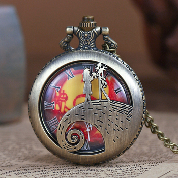 Zsebóra Alice Csodaországban motívummal – kvarc mozgás, modell 68, fém tok, spirálkorona, antik stílus