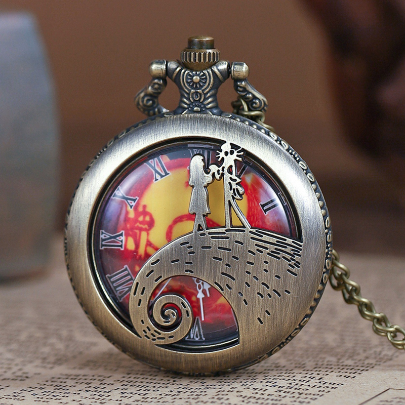 Zsebóra Alice Csodaországban motívummal – kvarc mozgás, modell 68, fém tok, spirálkorona, antik stílus