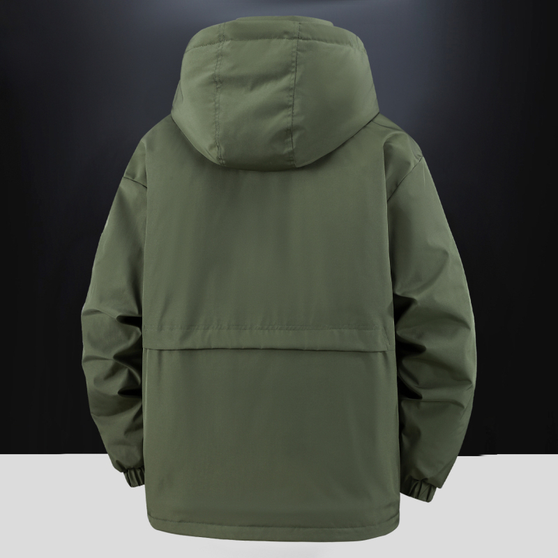 Háromrétegű vízálló téli munkadzseki kapucnival, poliészter töltettel