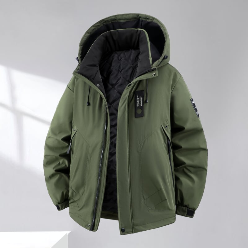 Háromrétegű vízálló téli munkadzseki kapucnival, poliészter töltettel