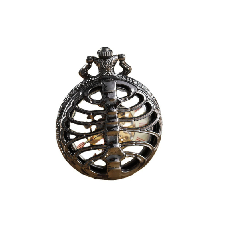 Zsebóra mechanikus működéssel, kör alakú számlap, ötvözet tok, analóg kijelző, karikatúraszerű csontváz-stílusú dizájn