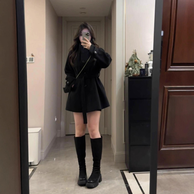 Damski kaput od chenille tkanine, proljeće 2025, kratka duljina 40–50 cm, rukavi 5/4