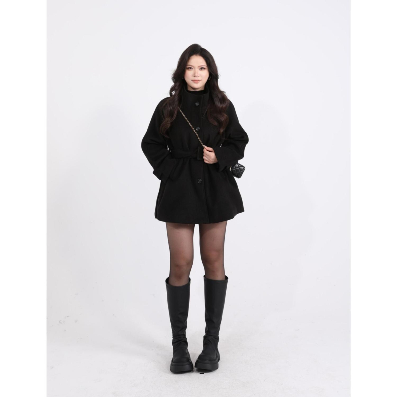 Damski kaput od chenille tkanine, proljeće 2025, kratka duljina 40–50 cm, rukavi 5/4