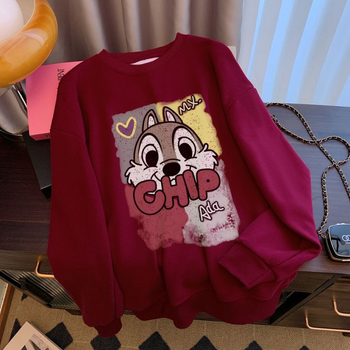 Női fleece pulóver anime mintával, kapucnival és kerek nyakkal, hosszú ujjú, bő szabású, poliészter