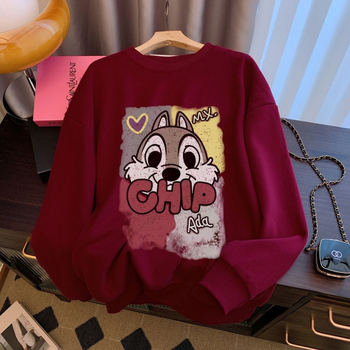 Női fleece pulóver anime mintával, kapucnival és kerek nyakkal, hosszú ujjú, bő szabású, poliészter