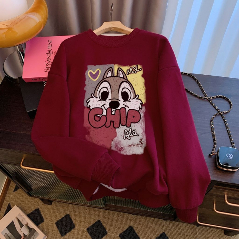 Női fleece pulóver anime mintával, kapucnival és kerek nyakkal, hosszú ujjú, bő szabású, poliészter